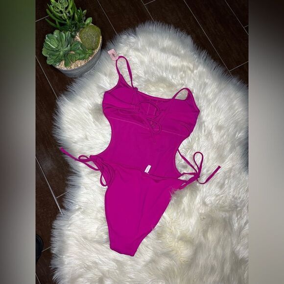 DOBREVA Women's pink One Piece Strappy Backless Swimsuit sz small (2/4) - Picture 5 of 8